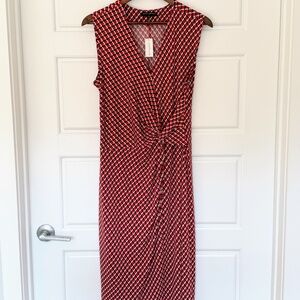 NWT Banana Republic Factory Sleeveless Work Dress - Red/Black Geometric - Size M
